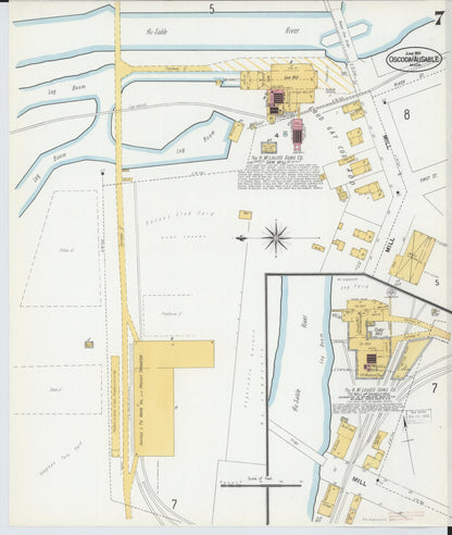 Sanborn Fire Insurance Map from Oscoda, Iosco County, Michigan (1901), Sheet #0007 - Historic Sanborn Fire Insurance Map Print, vintage old map wall art, antique decor, genealogy gift, Michigan Michigan map