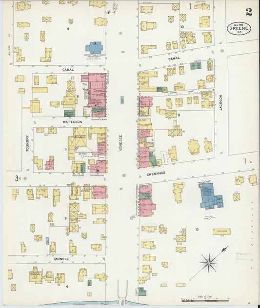 Sanborn Fire Insurance Map from Greene, Chenango County, New York (1903), Sheet #0002 - Historic Sanborn Fire Insurance Map Print, vintage old map wall art, antique decor, genealogy gift, New York New York map