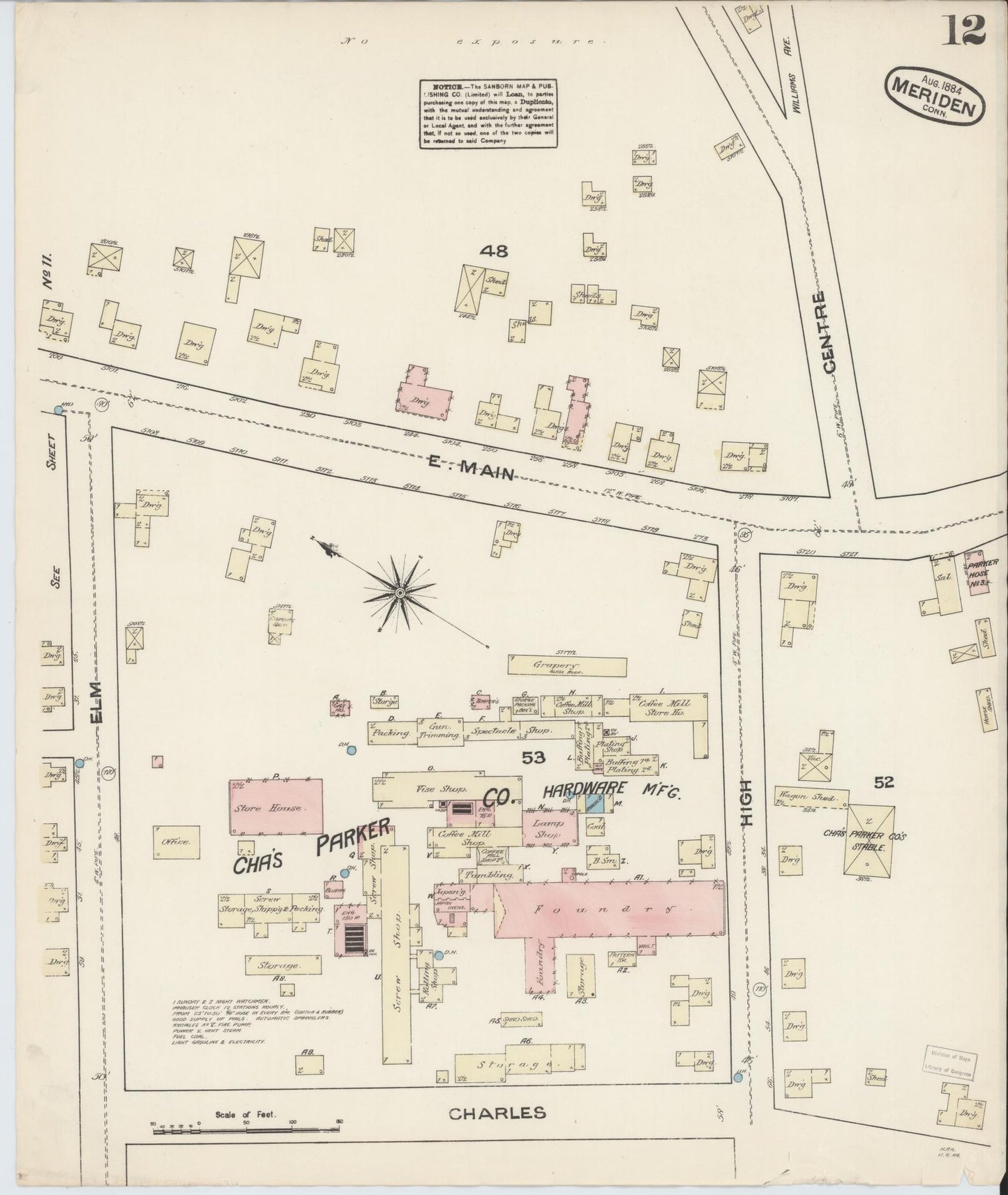 Sanborn Fire Insurance Map from Meriden, New Haven County, Connecticut (1884), Sheet #0012 - Historic Sanborn Fire Insurance Map Print, vintage old map wall art, antique decor, genealogy gift, Connecticut Connecticut map