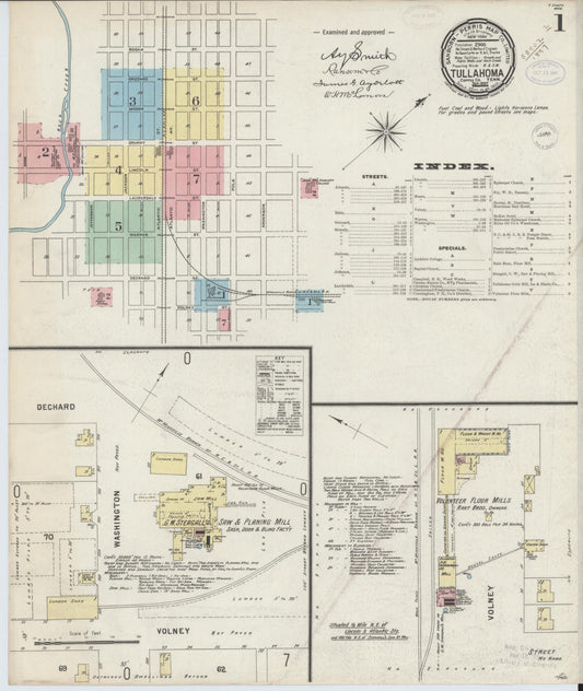 Sanborn Fire Insurance Map from Tullahoma, Coffee County, Tennessee (1897), Sheet #0001 - Complete Map Set gallery image, historic Sanborn map, vintage wall art, Tennessee Tennessee