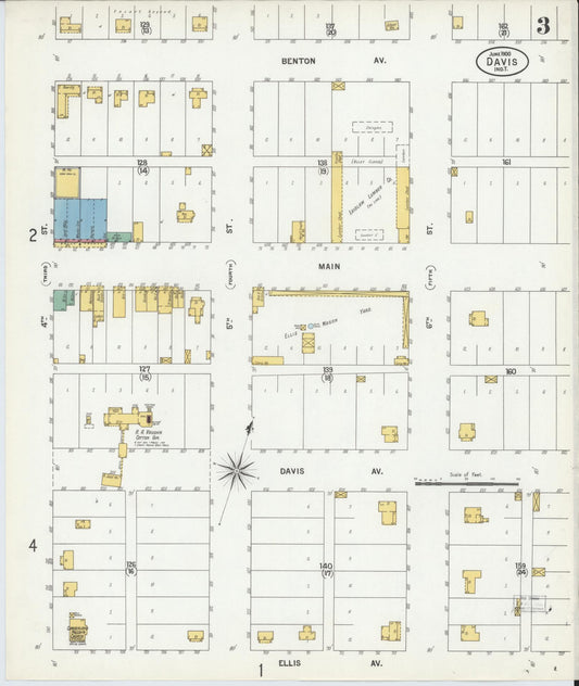 Sanborn Fire Insurance Map from Davis, Murray County, Oklahoma (1900), Sheet #0003 - Historic Sanborn Fire Insurance Map Print, vintage old map wall art, antique decor, genealogy gift, Oklahoma Oklahoma map