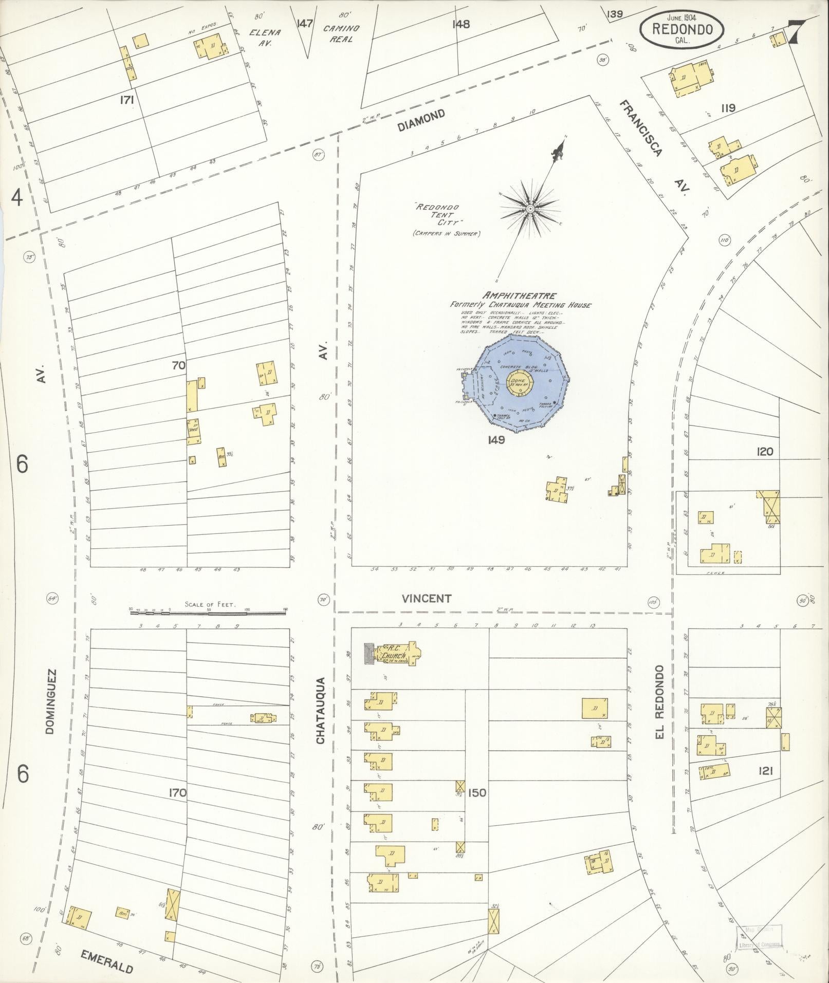 Sanborn Fire Insurance Map from Redondo Beach, Los Angeles County, California (1904), Sheet #0007 - Complete Map Set gallery image, historic Sanborn map, vintage wall art, California California