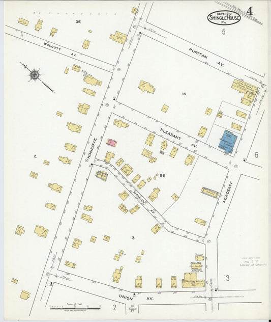 Sanborn Fire Insurance Map from Shingle House, Potter County, Pennsylvania (1919), Sheet #0004 - Historic Sanborn Fire Insurance Map Print, vintage old map wall art, antique decor, genealogy gift, Pennsylvania Pennsylvania map