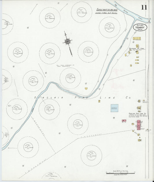 Sanborn Fire Insurance Map from Hominy, Osage County, Oklahoma (1922), Sheet #0011 - Historic Sanborn Fire Insurance Map Print, vintage old map wall art, antique decor, genealogy gift, Oklahoma Oklahoma map