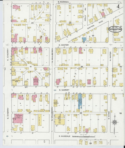 Sanborn Fire Insurance Map from Germantown, Montgomery County, Ohio (1921), Sheet #0004 - Complete Map Set gallery image, historic Sanborn map, vintage wall art, Ohio Ohio