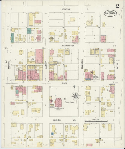 Sanborn Fire Insurance Map from Golconda, Pope County, Illinois (1907), Sheet #0002 - Complete Map Set gallery image, historic Sanborn map, vintage wall art, Illinois Illinois