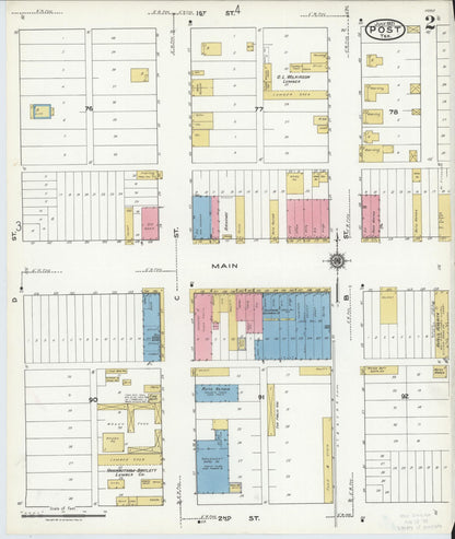 Sanborn Fire Insurance Map from Post, Garza County, Texas (1921), Sheet #0002 - Complete Map Set gallery image, historic Sanborn map, vintage wall art, Texas Texas