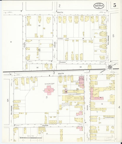 Sanborn Fire Insurance Map from Smyrna, Kent County, Delaware (1915), Sheet #0005 - Complete Map Set gallery image, historic Sanborn map, vintage wall art, Delaware Delaware