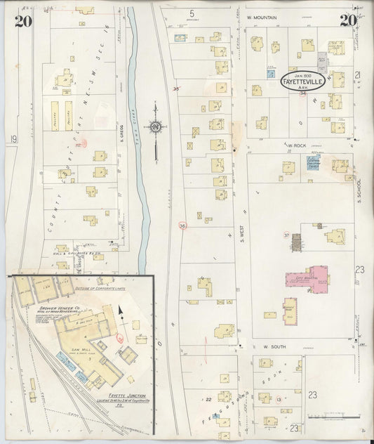 Sanborn Fire Insurance Map from Fayetteville, Washington County, Arkansas (1948), Sheet #0020 - Historic Sanborn Fire Insurance Map Print, vintage old map wall art, antique decor, genealogy gift, Arkansas Arkansas map