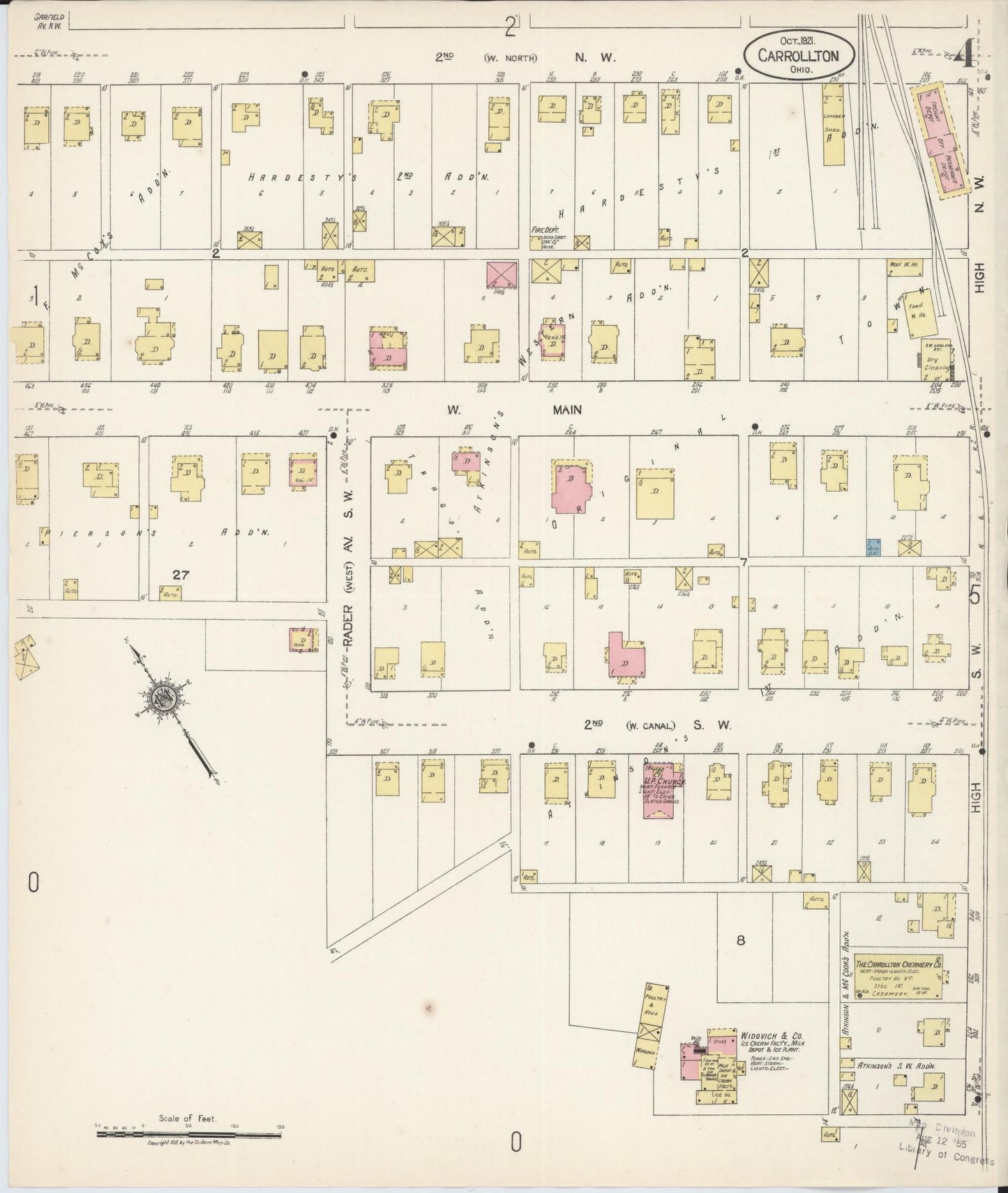 Sanborn Fire Insurance Map from Carrollton, Carroll County, Ohio (1921), Sheet #0004 - Complete Map Set gallery image, historic Sanborn map, vintage wall art, Ohio Ohio
