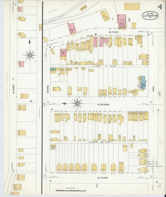 Sanborn Fire Insurance Map from Lehighton, Carbon County, Pennsylvania (1908), Sheet #0004 - Historic Sanborn Fire Insurance Map Print, vintage old map wall art, antique decor, genealogy gift, Pennsylvania Pennsylvania map