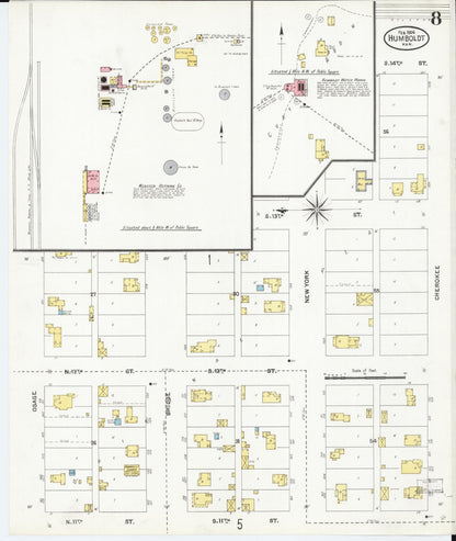 Sanborn Fire Insurance Map from Humboldt, Allen County, Kansas (1906), Sheet #0008 - Complete Map Set gallery image, historic Sanborn map, vintage wall art, Kansas Kansas