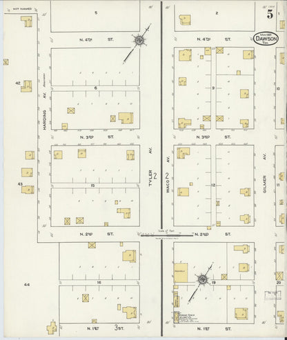Sanborn Fire Insurance Map from Dawson, Navarro County, Texas (1921), Sheet #0005 - Historic Sanborn Fire Insurance Map Print, vintage old map wall art, antique decor, genealogy gift, Texas Texas map