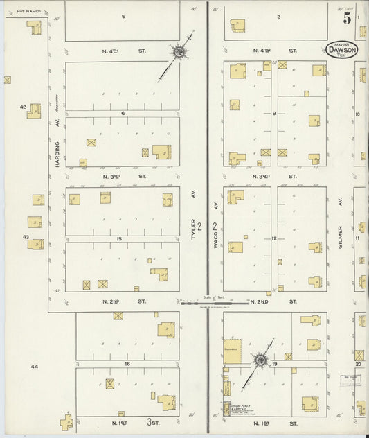 Sanborn Fire Insurance Map from Dawson, Navarro County, Texas (1921), Sheet #0005 - Historic Sanborn Fire Insurance Map Print, vintage old map wall art, antique decor, genealogy gift, Texas Texas map