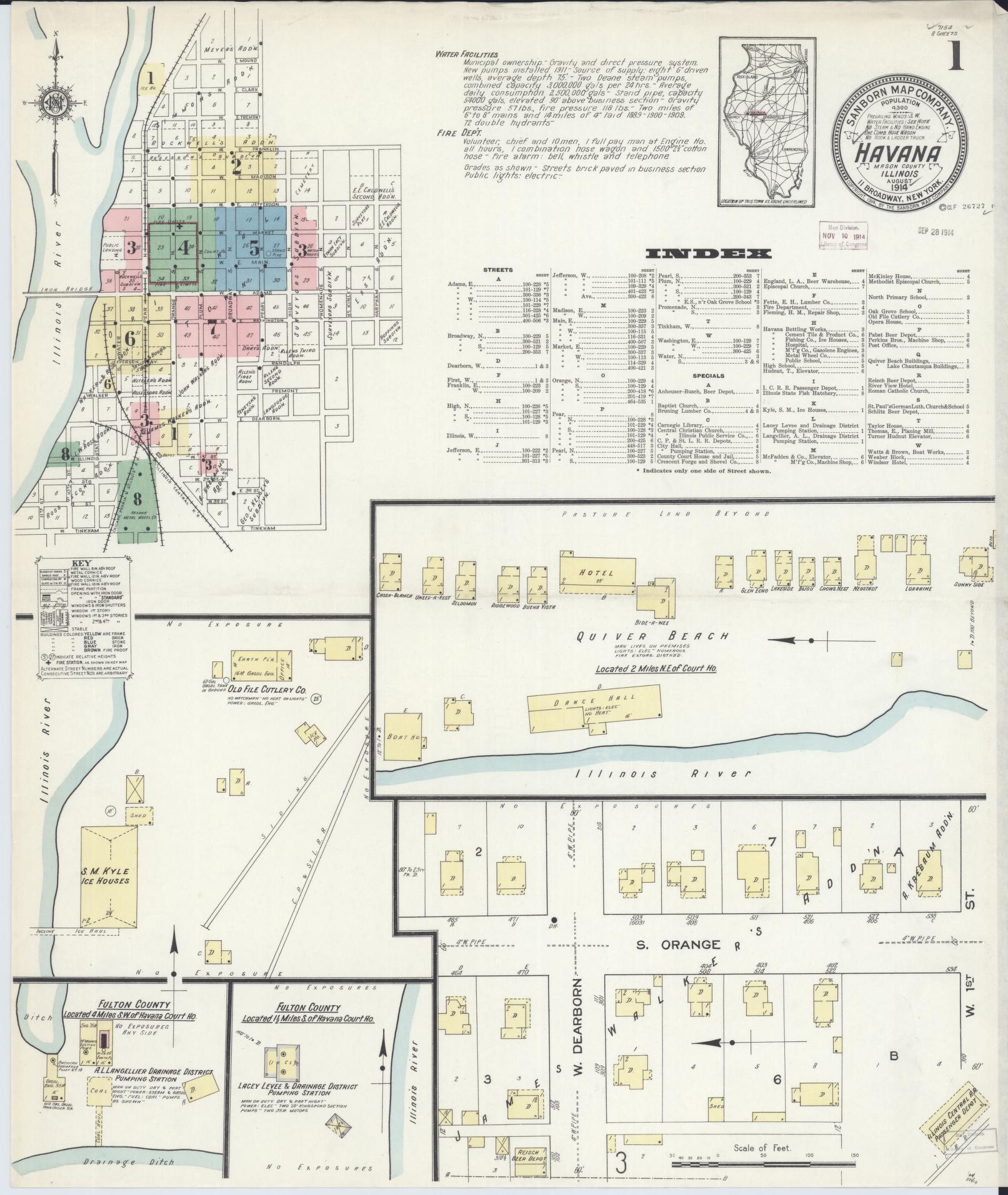 Sanborn Fire Insurance Map from Havana, Mason County, Illinois (1914), Sheet #0001 - Complete Map Set gallery image, historic Sanborn map, vintage wall art, Illinois Illinois
