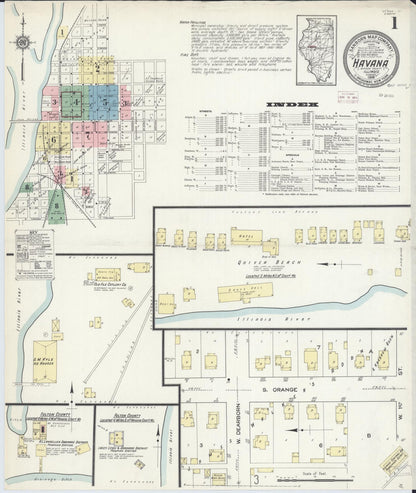 Sanborn Fire Insurance Map from Havana, Mason County, Illinois (1914), Sheet #0001 - Complete Map Set gallery image, historic Sanborn map, vintage wall art, Illinois Illinois