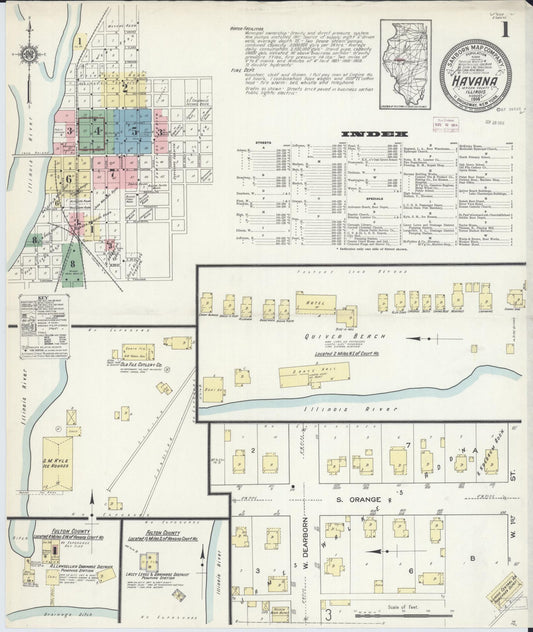 Sanborn Fire Insurance Map from Havana, Mason County, Illinois (1914), Sheet #0001 - Complete Map Set gallery image, historic Sanborn map, vintage wall art, Illinois Illinois