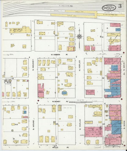 Sanborn Fire Insurance Map from Sapulpa, Creek County, Oklahoma (1920), Sheet #0003 - Complete Map Set gallery image, historic Sanborn map, vintage wall art, Oklahoma Oklahoma