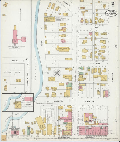 Sanborn Fire Insurance Map from Albert Lea, Freeborn County, Minnesota (1899), Sheet #0002 - Historic Sanborn Fire Insurance Map Print, vintage old map wall art, antique decor, genealogy gift, Minnesota Minnesota map