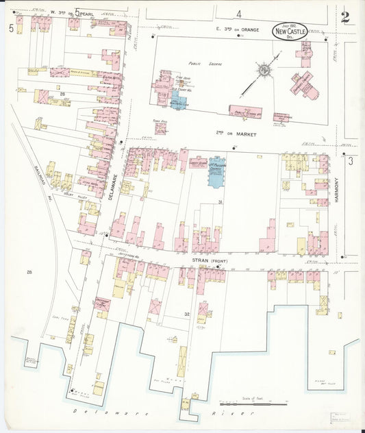 Sanborn Fire Insurance Map from New Castle, New Castle County, Delaware (1912), Sheet #0002 - Historic Sanborn Fire Insurance Map Print, vintage old map wall art, antique decor, genealogy gift, Delaware Delaware map