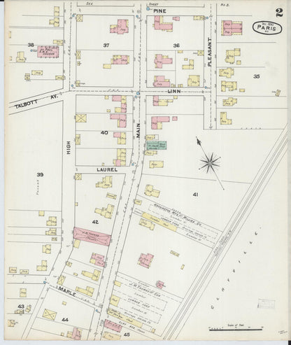 Sanborn Fire Insurance Map from Paris, Bourbon County, Kentucky (1890), Sheet #0002 - Complete Map Set gallery image, historic Sanborn map, vintage wall art, Kentucky Kentucky