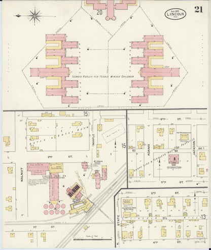 Sanborn Fire Insurance Map from Lincoln, Logan County, Illinois (1909), Sheet #0021 - Complete Map Set gallery image, historic Sanborn map, vintage wall art, Illinois Illinois