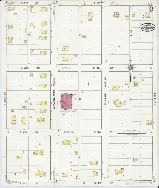 Sanborn Fire Insurance Map from Lexington, Dawson County, Nebraska (1920), Sheet #0003 - Historic Sanborn Fire Insurance Map Print, vintage old map wall art, antique decor, genealogy gift, Nebraska Nebraska map