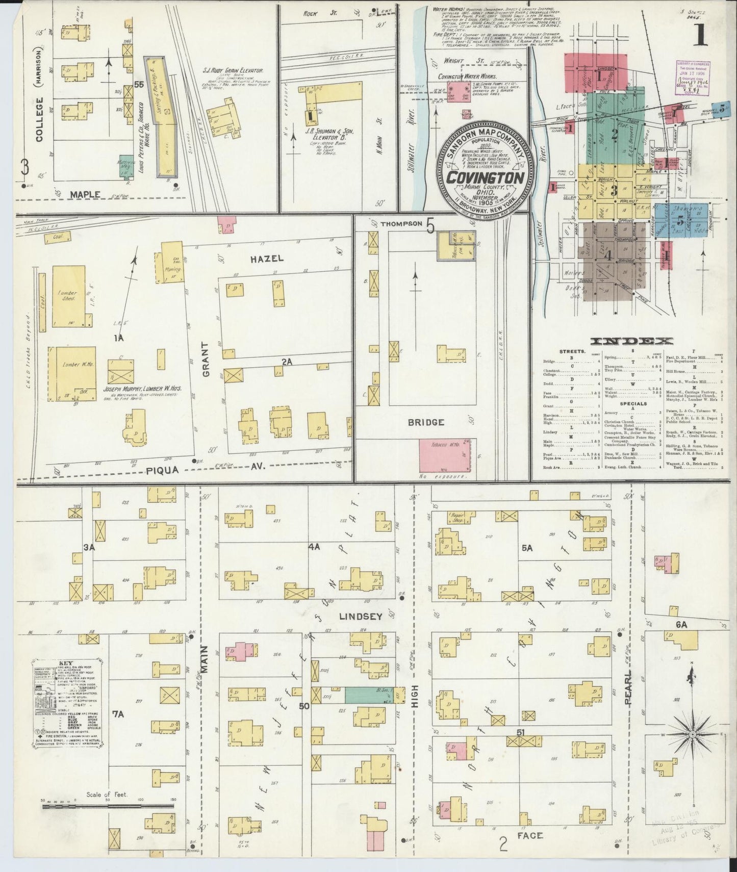 Sanborn Fire Insurance Map from Covington, Miami County, Ohio (1905), Sheet #0001 - Historic Sanborn Fire Insurance Map Print, vintage old map wall art, antique decor, genealogy gift, Ohio Ohio map
