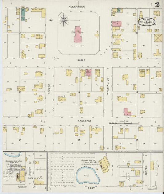 Sanborn Fire Insurance Map from Orleans, Orange County, Indiana (1895), Sheet #0002 - Historic Sanborn Fire Insurance Map Print, vintage old map wall art, antique decor, genealogy gift, Indiana Indiana map