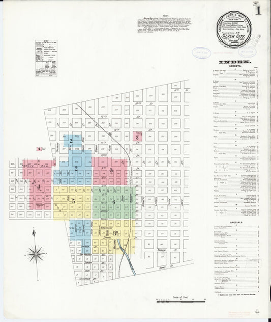 Sanborn Fire Insurance Map from Silver City, Grant County, New Mexico (1898), Sheet #0001 - Complete Map Set gallery image, historic Sanborn map, vintage wall art, New Mexico New Mexico