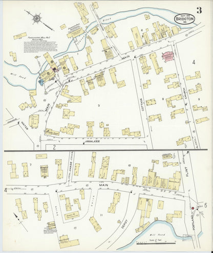 Sanborn Fire Insurance Map from Bridgton, Cumberland County, Maine (1914), Sheet #0003 - Complete Map Set gallery image, historic Sanborn map, vintage wall art, Maine Maine