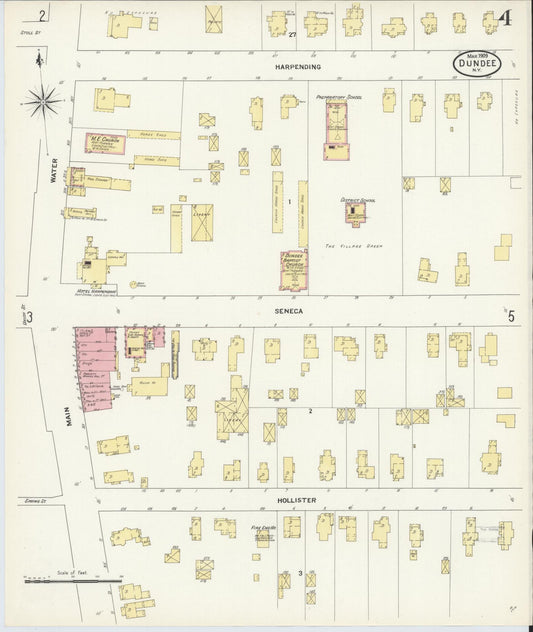 Sanborn Fire Insurance Map from Dundee, Yates County, New York (1909), Sheet #0004 - Historic Sanborn Fire Insurance Map Print, vintage old map wall art, antique decor, genealogy gift, New York New York map