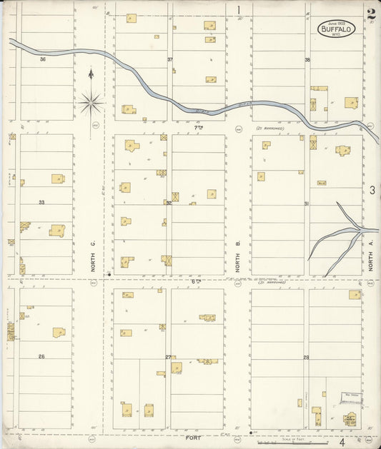 Sanborn Fire Insurance Map from Buffalo, Johnson County, Wyoming (1903), Sheet #0002 - Historic Sanborn Fire Insurance Map Print, vintage old map wall art, antique decor, genealogy gift, Wyoming Wyoming map