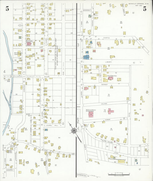 Sanborn Fire Insurance Map from Berkeley Springs, Morgan County, West Virginia (1941), Sheet #0005 - Historic Sanborn Fire Insurance Map Print, vintage old map wall art, antique decor, genealogy gift, West Virginia West Virginia map