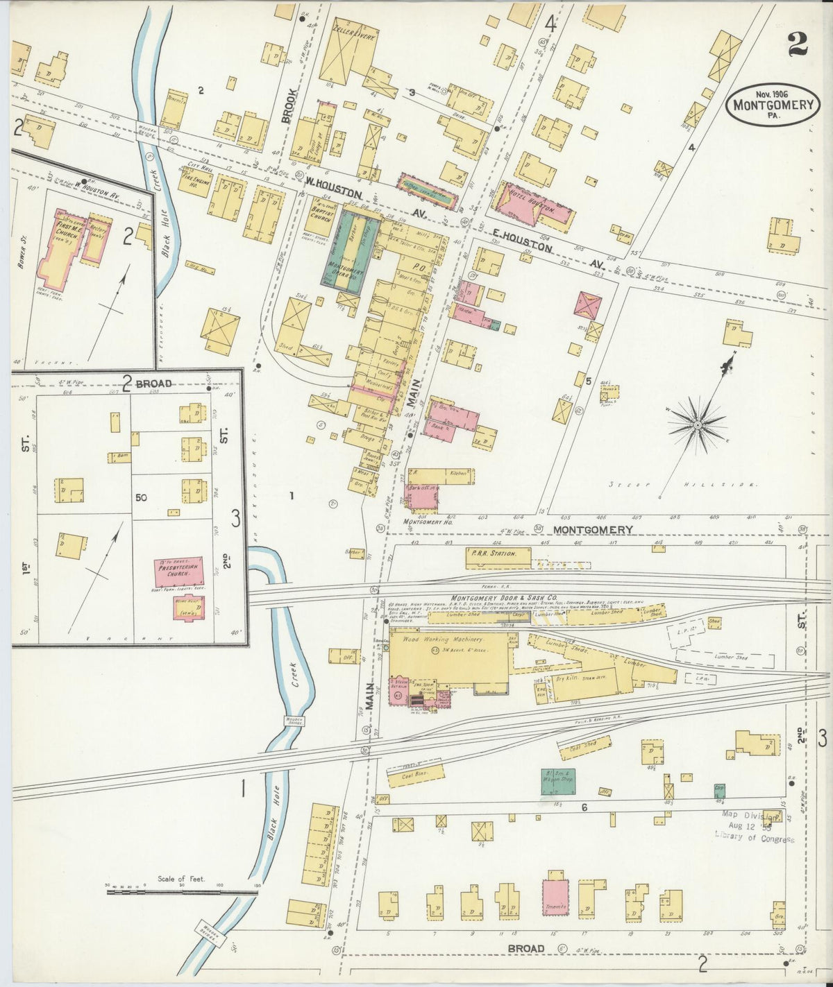 Sanborn Fire Insurance Map from Montgomery, Lycoming County, Pennsylvania (1906), Sheet #0002 - Historic Sanborn Fire Insurance Map Print, vintage old map wall art, antique decor, genealogy gift, Pennsylvania Pennsylvania map