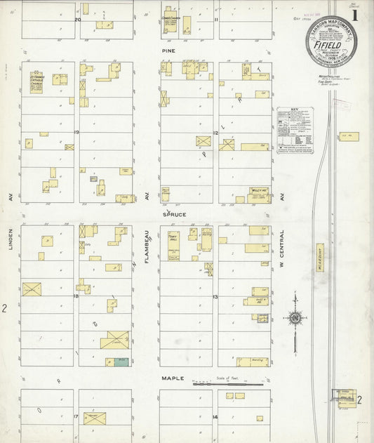 Sanborn Fire Insurance Map from Fifield, Price County, Wisconsin (1909), Sheet #0001 - Complete Map Set gallery image, historic Sanborn map, vintage wall art, Wisconsin Wisconsin