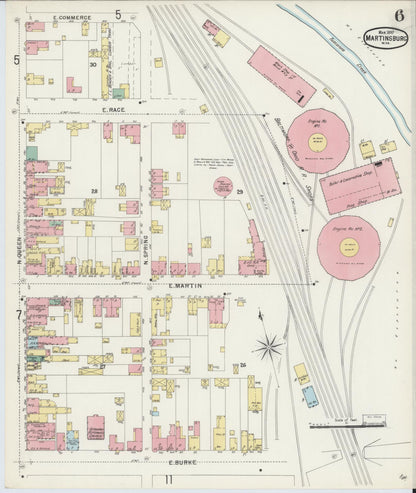 Sanborn Fire Insurance Map from Martinsburg, Berkeley County, West Virginia (1897), Sheet #0006 - Complete Map Set gallery image, historic Sanborn map, vintage wall art, West Virginia West Virginia