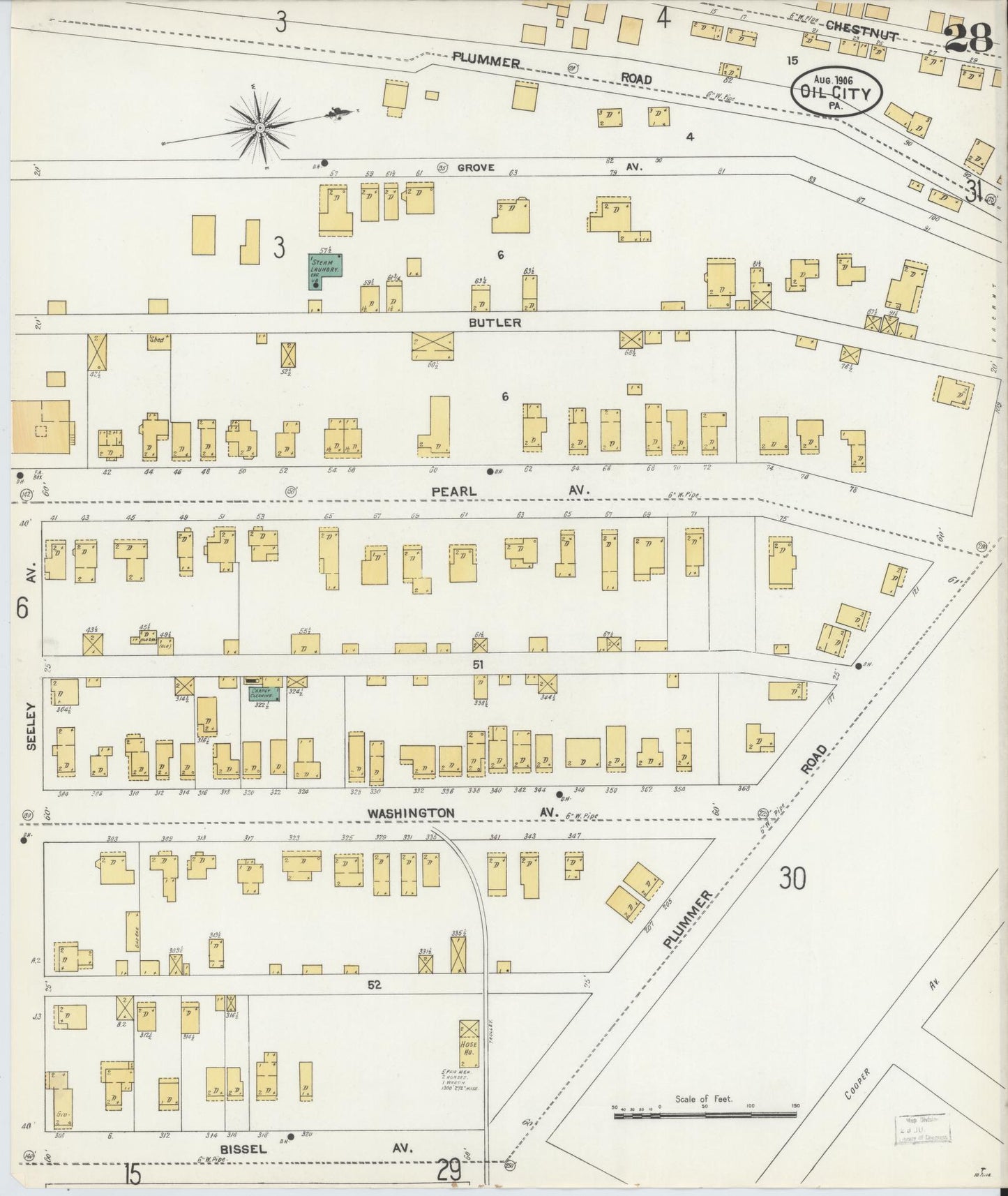 Sanborn Fire Insurance Map from Oil City, Venango County, Pennsylvania (1906), Sheet #0028 - Complete Map Set gallery image, historic Sanborn map, vintage wall art, Pennsylvania Pennsylvania
