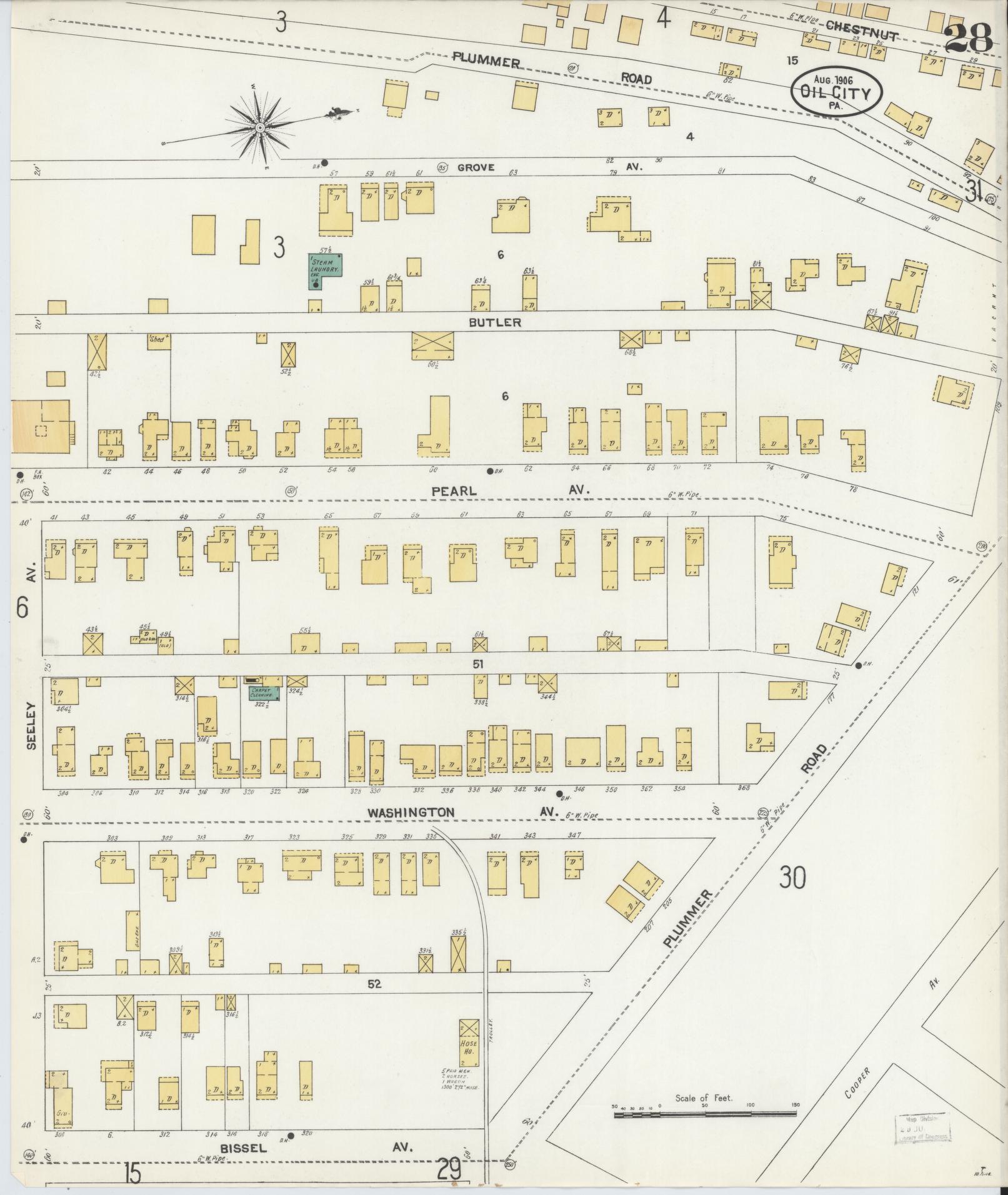 Sanborn Fire Insurance Map from Oil City, Venango County, Pennsylvania (1906), Sheet #0028 - Complete Map Set gallery image, historic Sanborn map, vintage wall art, Pennsylvania Pennsylvania