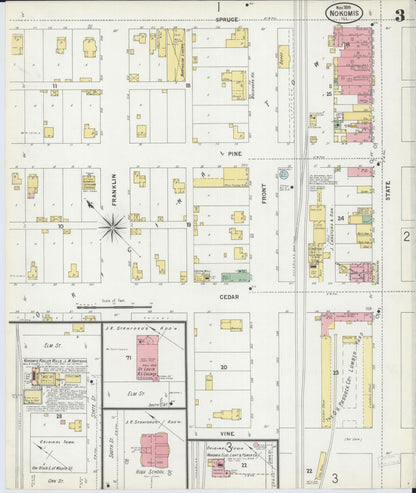 Sanborn Fire Insurance Map from Nokomis, Montgomery County, Illinois (1899), Sheet #0003 - Complete Map Set gallery image, historic Sanborn map, vintage wall art, Illinois Illinois