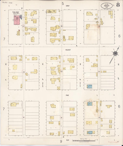Sanborn Fire Insurance Map from Hailey, Blaine County, Idaho (1931), Sheet #0008 - Complete Map Set gallery image, historic Sanborn map, vintage wall art, Idaho Idaho