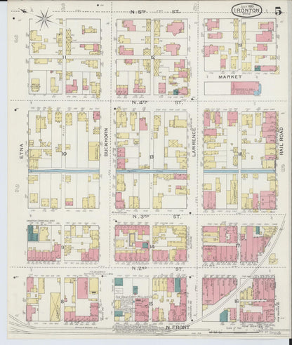Sanborn Fire Insurance Map from Ironton, Lawrence County, Ohio (1893), Sheet #0005 - Complete Map Set gallery image, historic Sanborn map, vintage wall art, Ohio Ohio