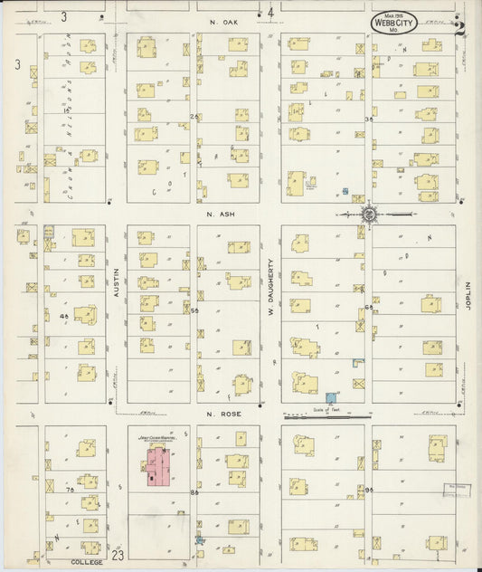 Sanborn Fire Insurance Map from Webb City, Jasper County, Missouri (1915), Sheet #0002 - Historic Sanborn Fire Insurance Map Print, vintage old map wall art, antique decor, genealogy gift, Missouri Missouri map