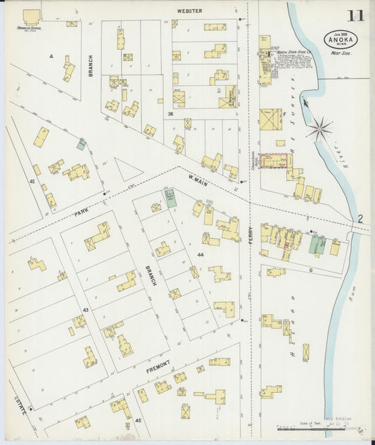 Sanborn Fire Insurance Map from Anoka, Anoka County, Minnesota (1898), Sheet #0011 - Historic Sanborn Fire Insurance Map Print, vintage old map wall art, antique decor, genealogy gift, Minnesota Minnesota map