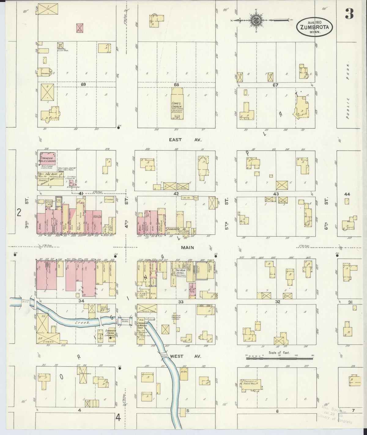 Sanborn Fire Insurance Map from Zumbrota, Goodhue County, Minnesota (1910), Sheet #0003 - Historic Sanborn Fire Insurance Map Print, vintage old map wall art, antique decor, genealogy gift, Minnesota Minnesota map