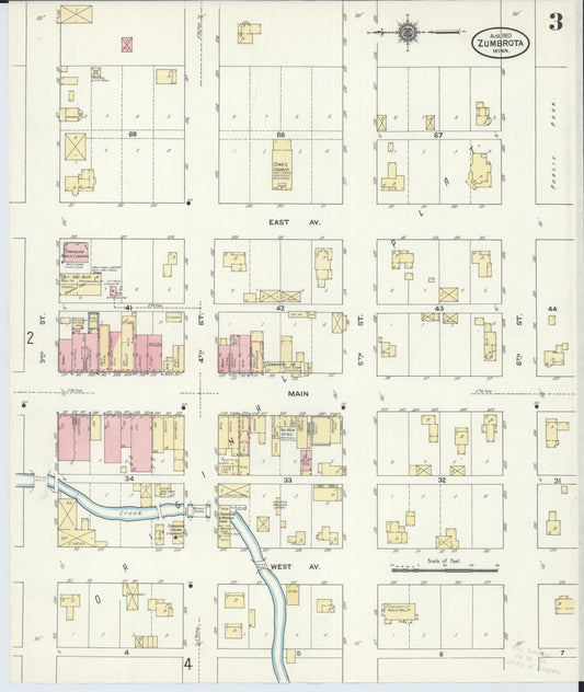 Sanborn Fire Insurance Map from Zumbrota, Goodhue County, Minnesota (1910), Sheet #0003 - Historic Sanborn Fire Insurance Map Print, vintage old map wall art, antique decor, genealogy gift, Minnesota Minnesota map