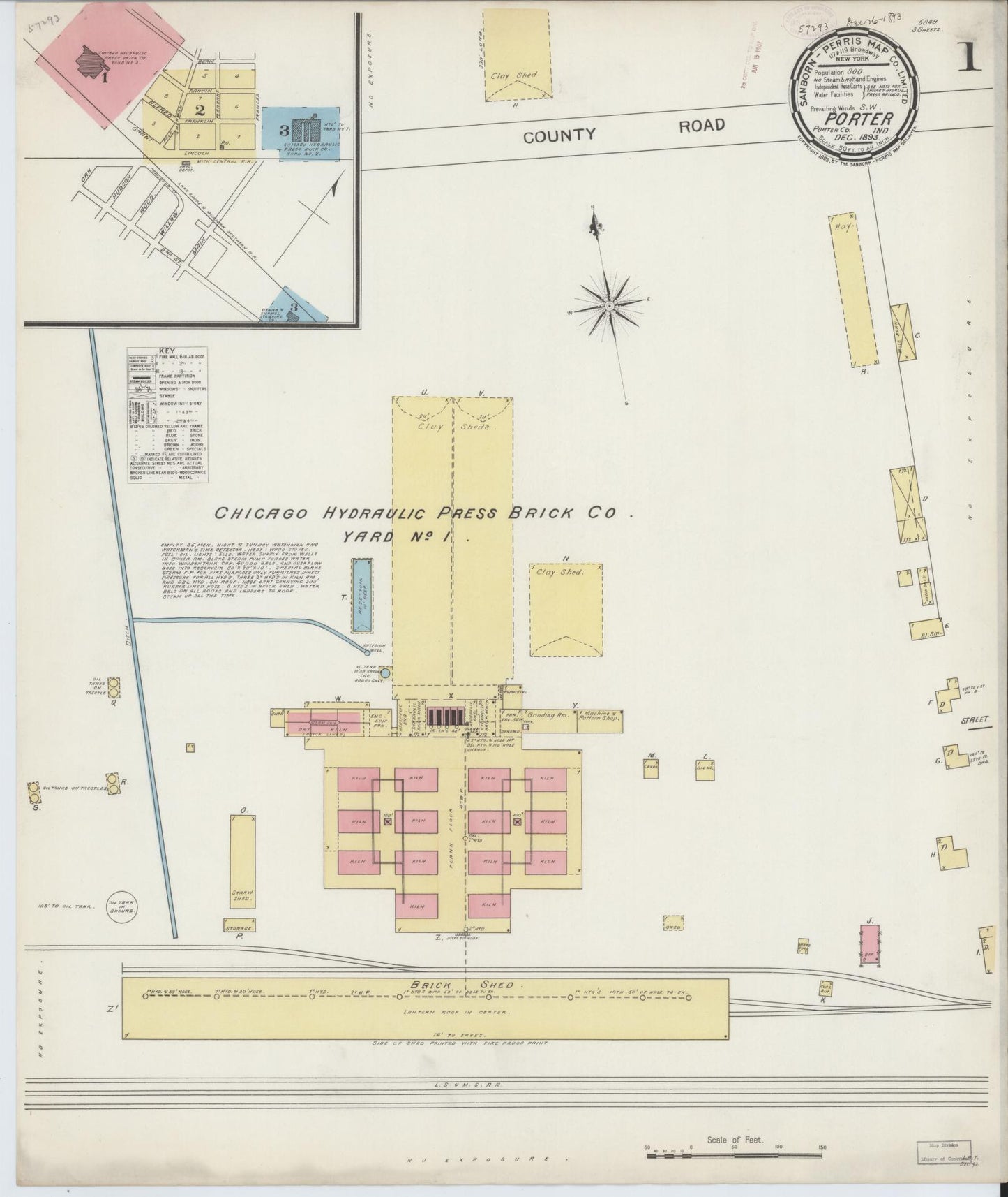 Sanborn Fire Insurance Map from Porter, Porter County, Indiana (1893), Sheet #0001 - Complete Map Set gallery image, historic Sanborn map, vintage wall art, Indiana Indiana