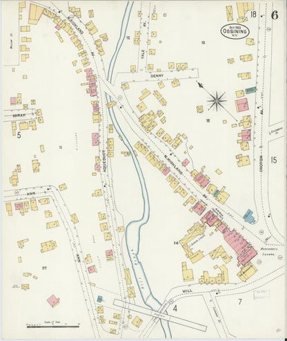 Sanborn Fire Insurance Map from Ossining, Westchester County, New York (1903), Sheet #0006 - Historic Sanborn Fire Insurance Map Print, vintage old map wall art, antique decor, genealogy gift, New York New York map