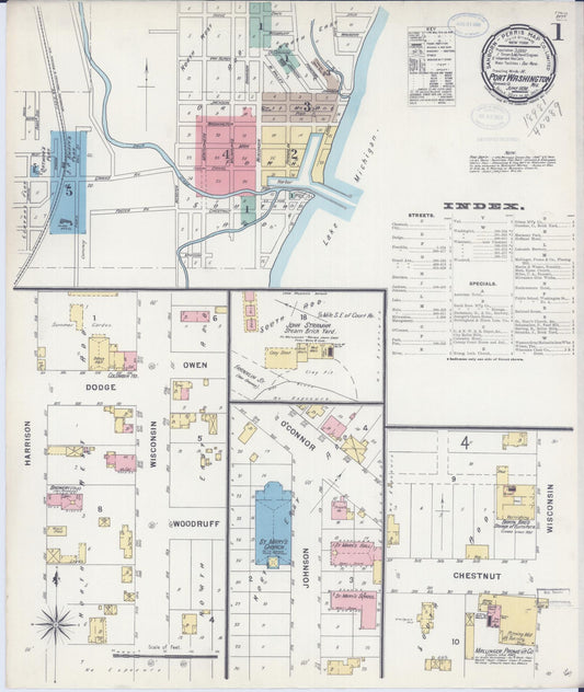 Sanborn Fire Insurance Map from Port Washington, Ozaukee County, Wisconsin (1898), Sheet #0001 - Complete Map Set gallery image, historic Sanborn map, vintage wall art, Wisconsin Wisconsin