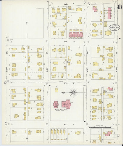 Sanborn Fire Insurance Map from Sterling, Whiteside County, Illinois (1903), Sheet #0013 - Complete Map Set gallery image, historic Sanborn map, vintage wall art, Illinois Illinois